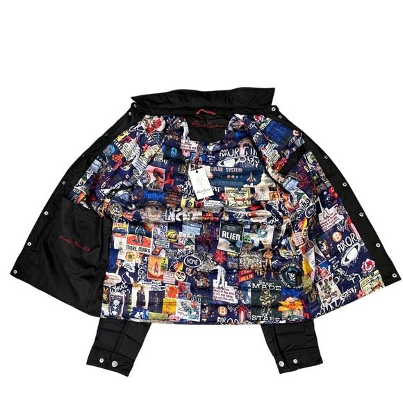 Robert Graham Quilted Puffer Jacket Mens Small Black Galaxy Lining Full Zip NEW - Picture 3 of 11